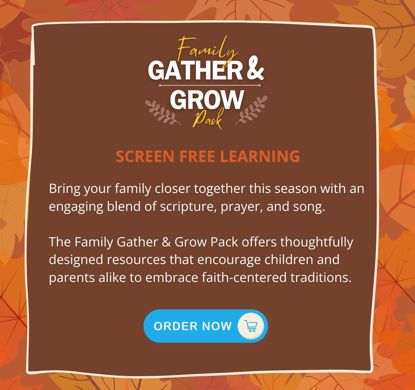 Bring your family closer together this season with an engaging blend of scripture, prayer, and song. The Family Gather & Grow Pack offers thoughtfully designed resources that encourage children and parents alike to embrace faith-centered traditions.