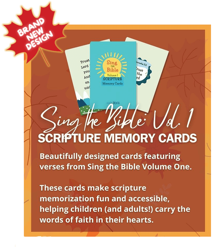 Sing the Bible: Vol. 1 Scripture Memory Cards. Beautifully designed cards featuring verses from Sing the Bible Volume One. Helps make scripture memorization fun and accessible for children and adults.